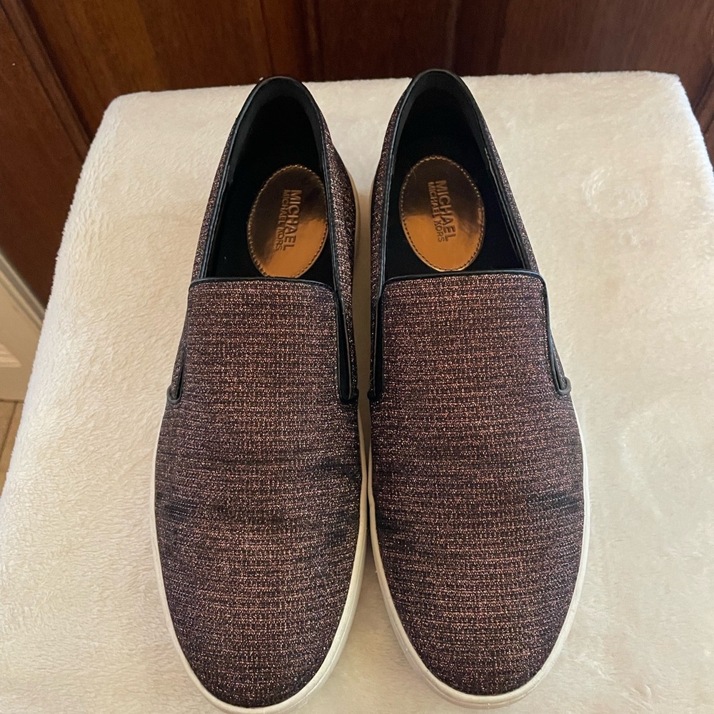Michael Kors Rose Gold Metalic Keaton slip-on sneakers